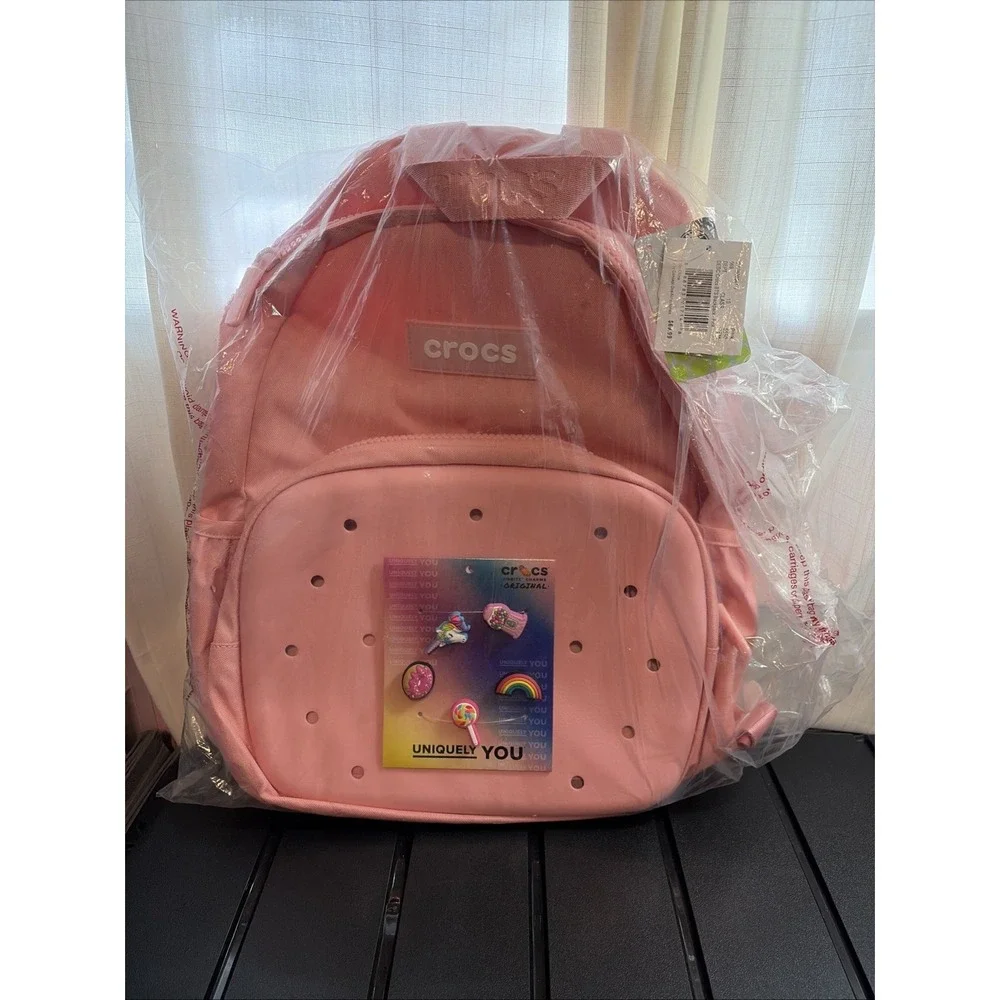 NWT Crocs Powder Pink Backpack Classic Nylon- Ready to Personalize School Bag